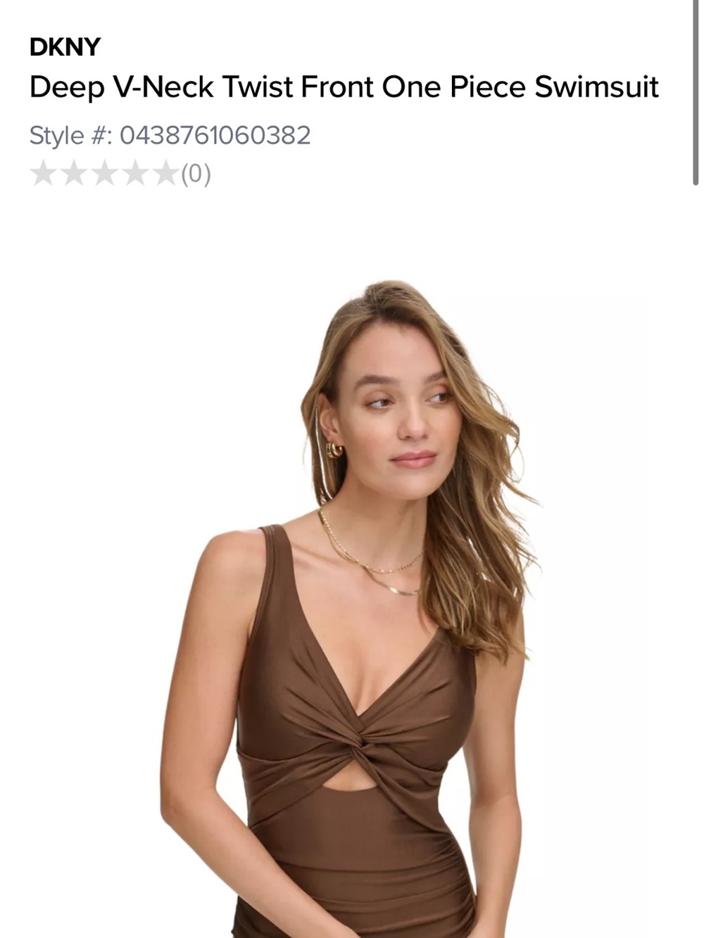 DKNY Brown Twist-Front One-Piece Swimsuit NWT - Picture 2 of 15